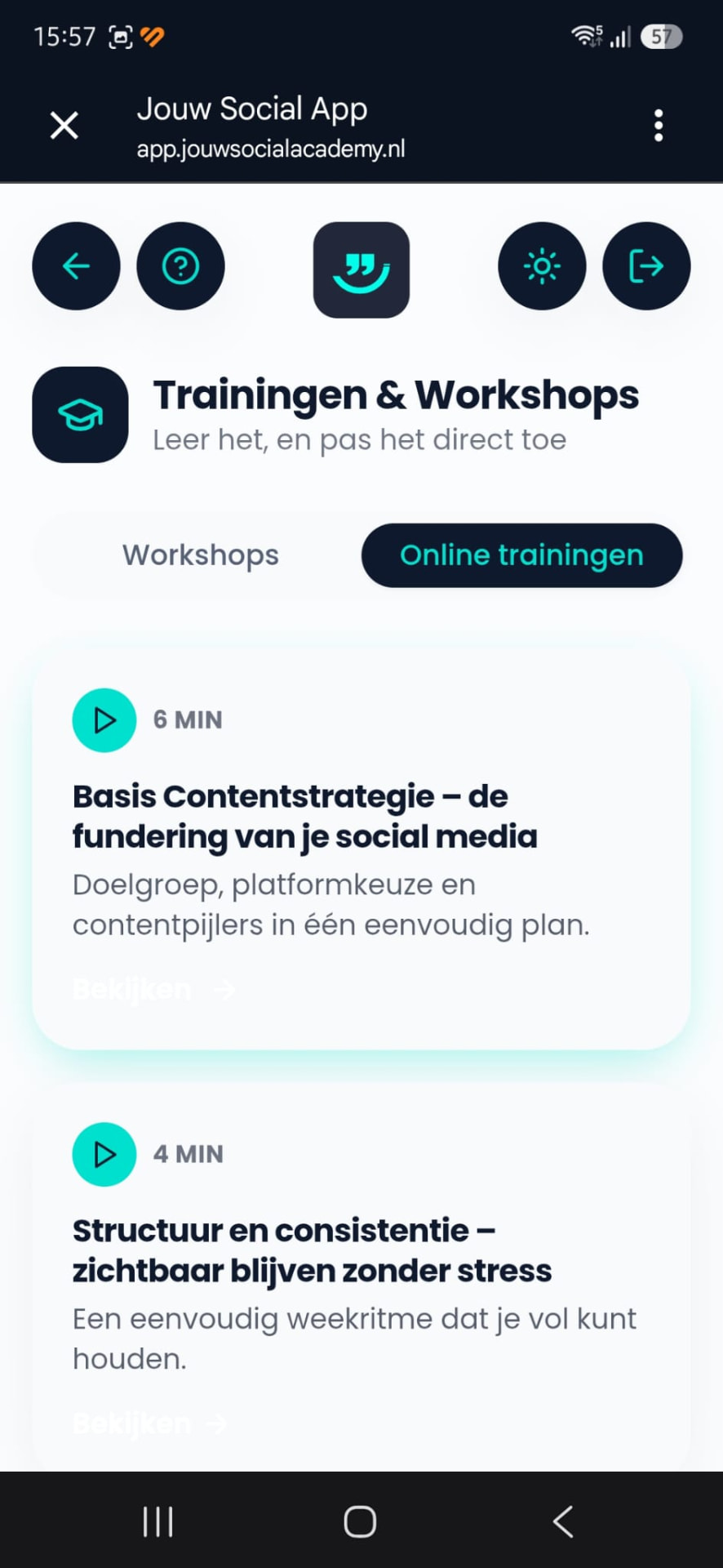 Trainingen & workshops in Jouw Social App